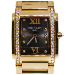Patek Philippe Lady's Rose Gold Diamond Twenty Four Wristwatch Ref 4910/11R