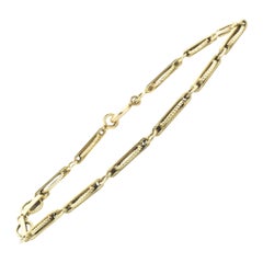 14 Karat Yellow Gold Custom Oval and Bar Link Bracelet