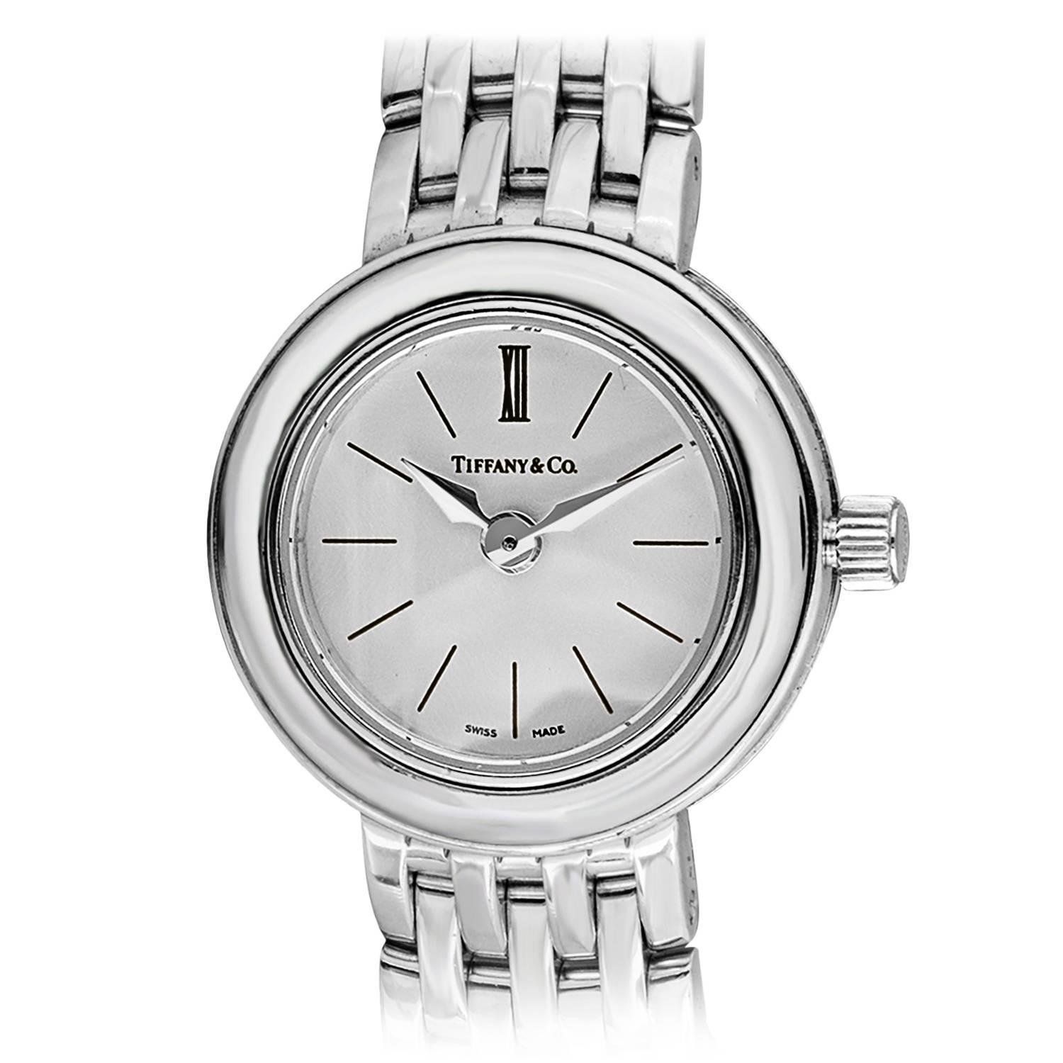 Tiffany and Co. Lady's White Gold Wristwatch For Sale at 1stdibs