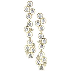 Bezel Set Diamond Gold Drop Earrings