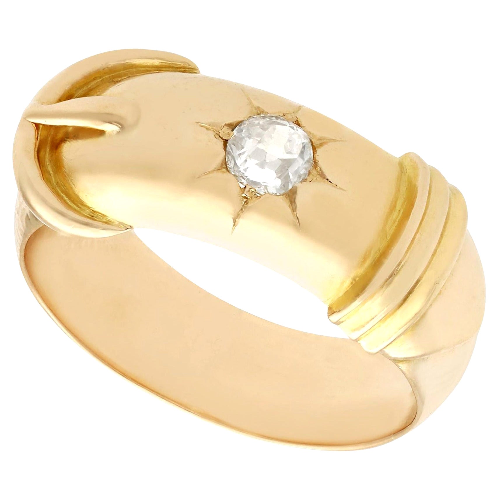 Antique Diamond and Yellow Gold Buckle Ring, Circa 1900 For Sale
