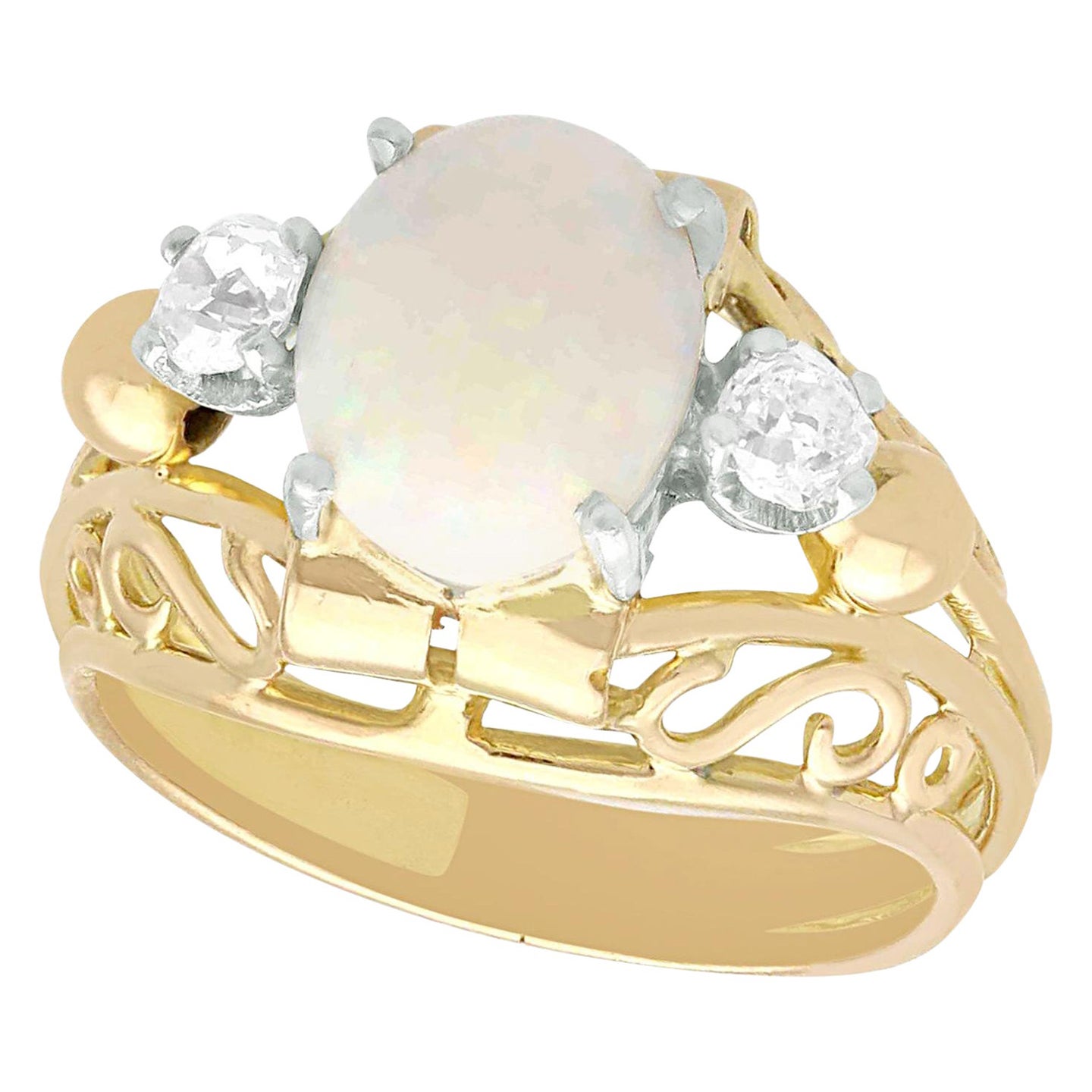 10K Gold and Opal Cabochon Ring main image 1
