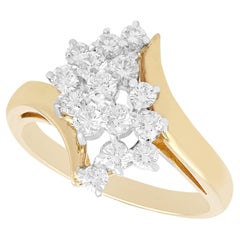 Twist-Ring aus Gelbgold und Weißgold mit Diamanten, 1960er Jahre