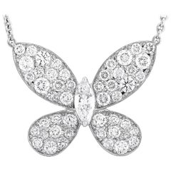 Graff 18 Karat White Gold 1.44 Carat Diamond Butterfly Pendant Necklace
