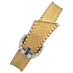 Vintage Blancpain Lady's Yellow Gold Diamond Sapphire Wristwatch