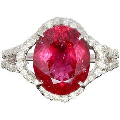 Tourmaline and Diamond Gold Cluster Ring 5