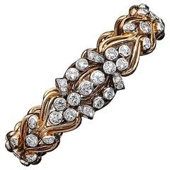 Vintage 1950s Diamond Gold Link Bracelet