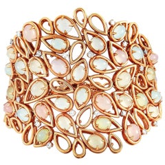 Oro Trend 18 Karat Rose Gold 1.51 Carat Diamond and Moonstone Bracelet