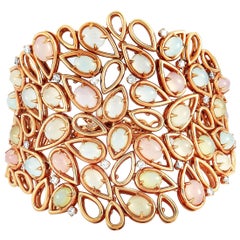 Oro Trend 18 Karat Rose Gold 1.51 Carat Diamond and Moonstone Bracelet