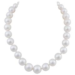 White South Sea Pearl Strand with Diamond Gold Ball Clasp