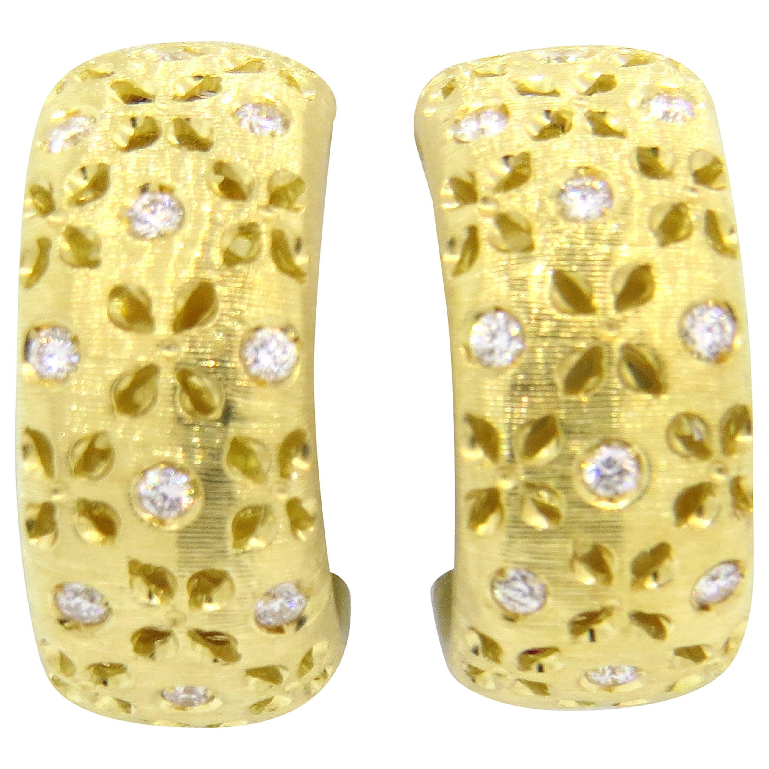 Roberto Coin Granada Diamond Gold Hoop Earrings