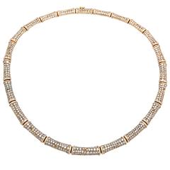 Retro Cartier Stunning Bamboo Diamond Gold Link Necklace