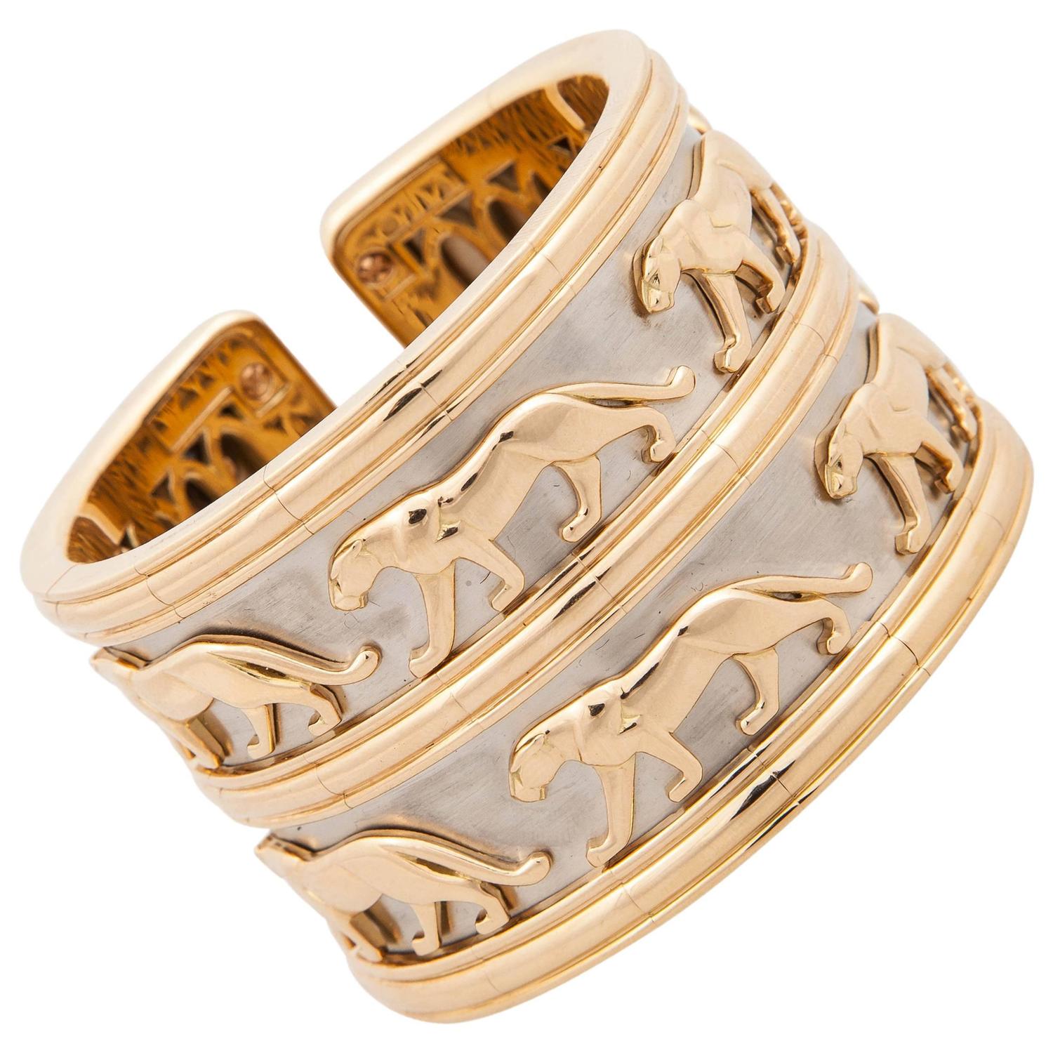 Cartier Panthere Gold Cuff Bracelet at 1stdibs