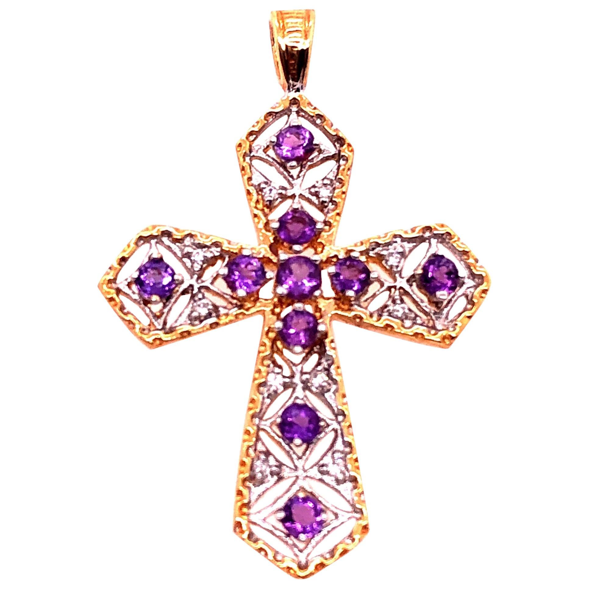 14 Karat Yellow Gold Religious Charm / Pendant with Ruby Accent For