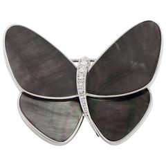 Van Cleef & Arpels mother of pearl diamond gold papillon butterfly Brooch