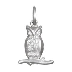 Faye Kim Platinum Owl Charm Necklace with Diamonds