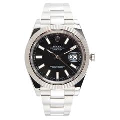 Rolex Stainless Steel Gold Fluted bezel DateJust II Wristwatch Ref 116334