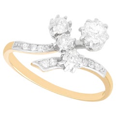 Antiker Cocktailring aus Platin mit Diamanten und Gelbgold in Platin gefasst