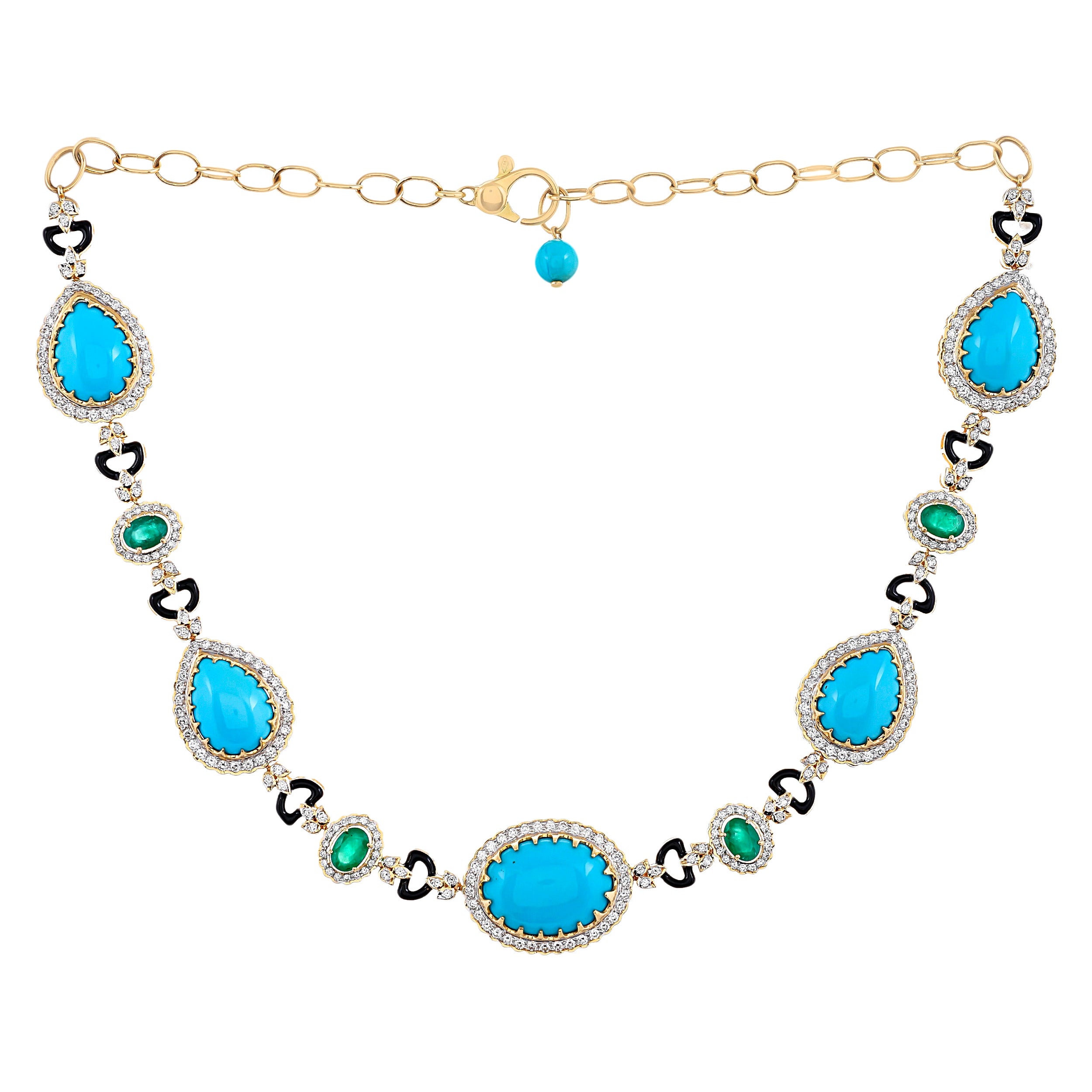 Modernist Persian Turquoise and Gold Necklace at 1stDibs