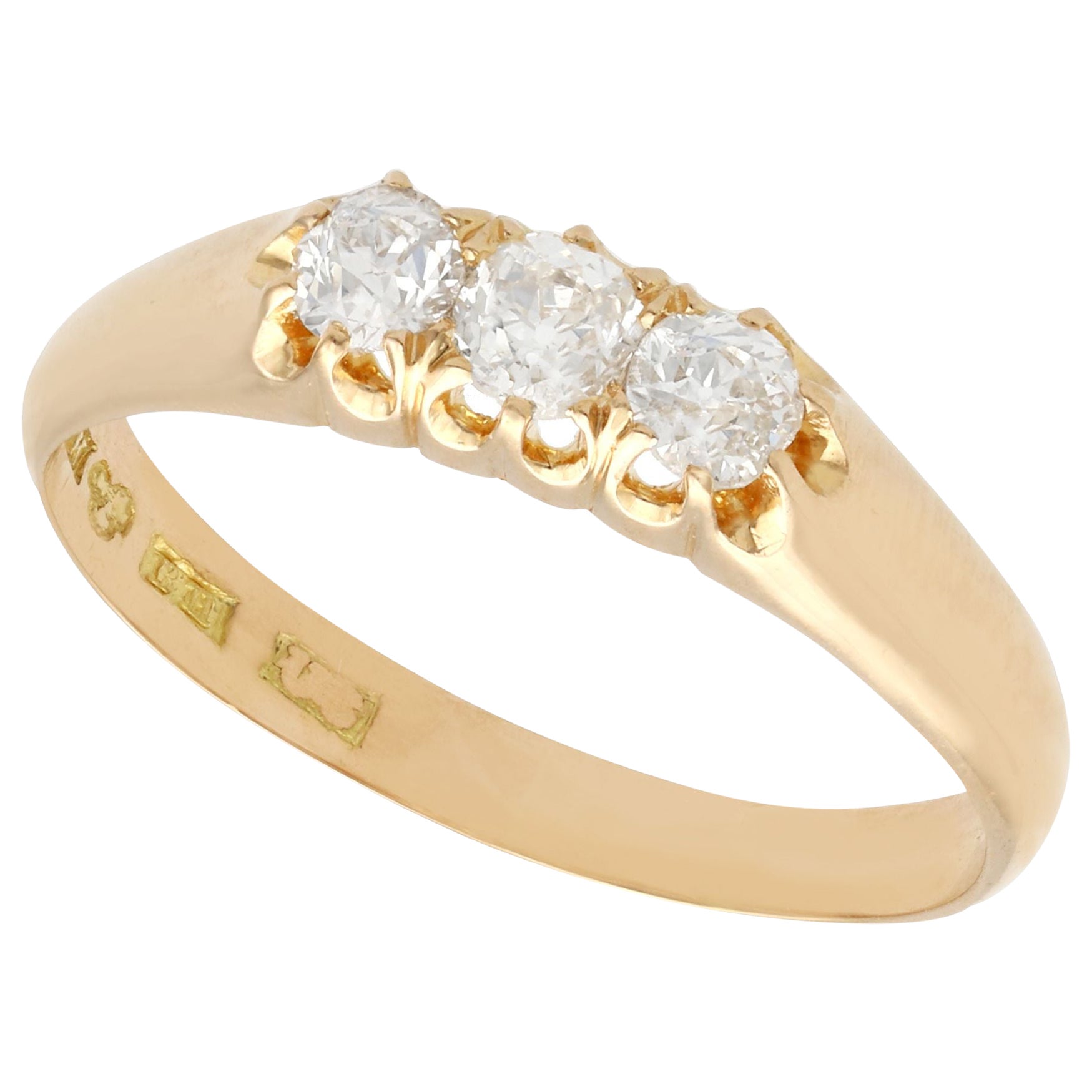Three-Stone Diamond Gold Gypsy Ring at 1stDibs