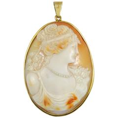 1950s Framed Italian Shell Cameo Pendant 6