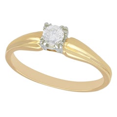 Vintage Diamond and Yellow Gold Solitaire Ring, Circa 1990