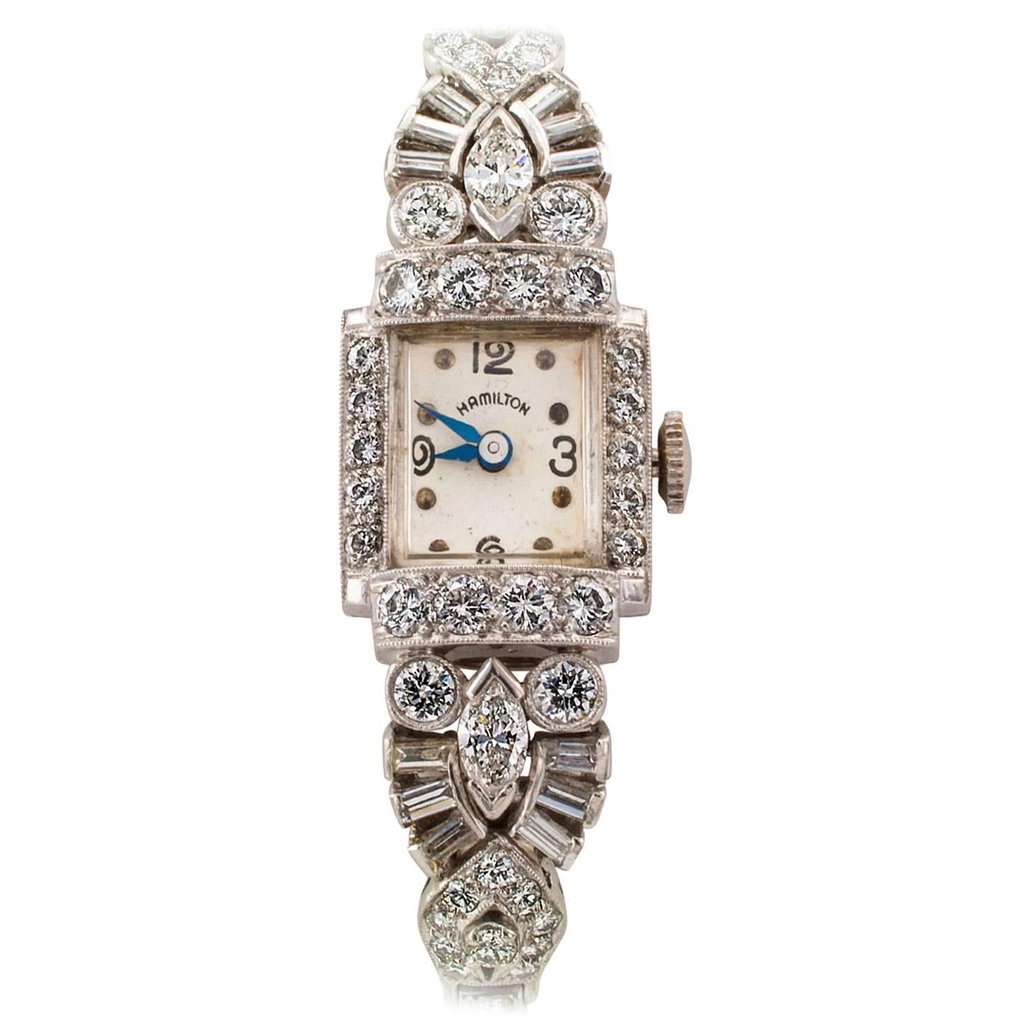 Hamilton Lady's Platinum Diamond Wristwatch