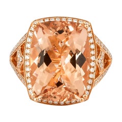 9.84 Carat Morganite and Diamond Ring in 18 Karat Rose Gold