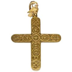 Vintage John Brogden Victorian Gold Cross Pendant 