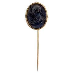 Antique Stickpin Frederick II. The Great of Prussia Berlin Iron 14 Karat Gold