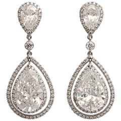 Regal Large Pear Shaped Diamond Dangling Earrings 8