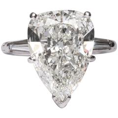 Stunning Large Pear Shaped Diamond Gold Solitaire Ring at 1stDibs