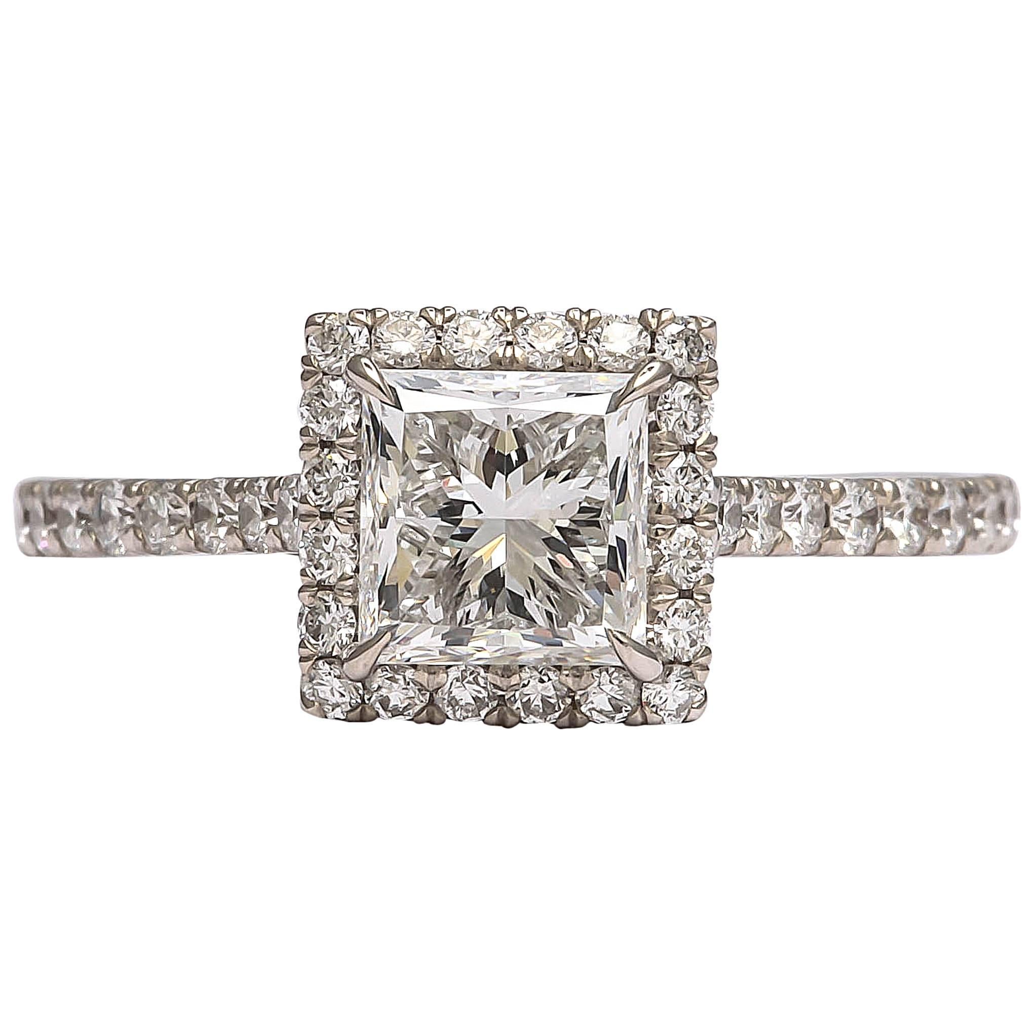 Dazzling Princess Cut Halo Ring For Sale
