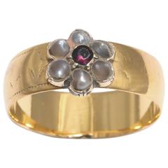 English 19th century Pearl Gold Cluster Ring 1