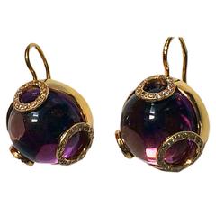 Amethyst Diamond Gold Earrings 2