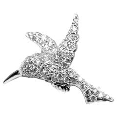 Vintage Tiffany & Co. Diamond Platinum Hummingbird Pin Brooch