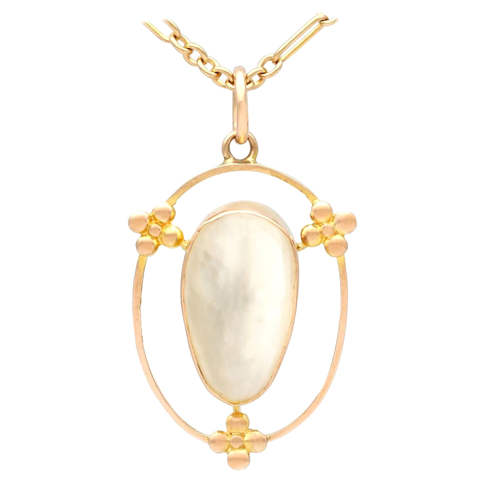 1920s Blister Pearl Yellow Gold Necklace For Sale