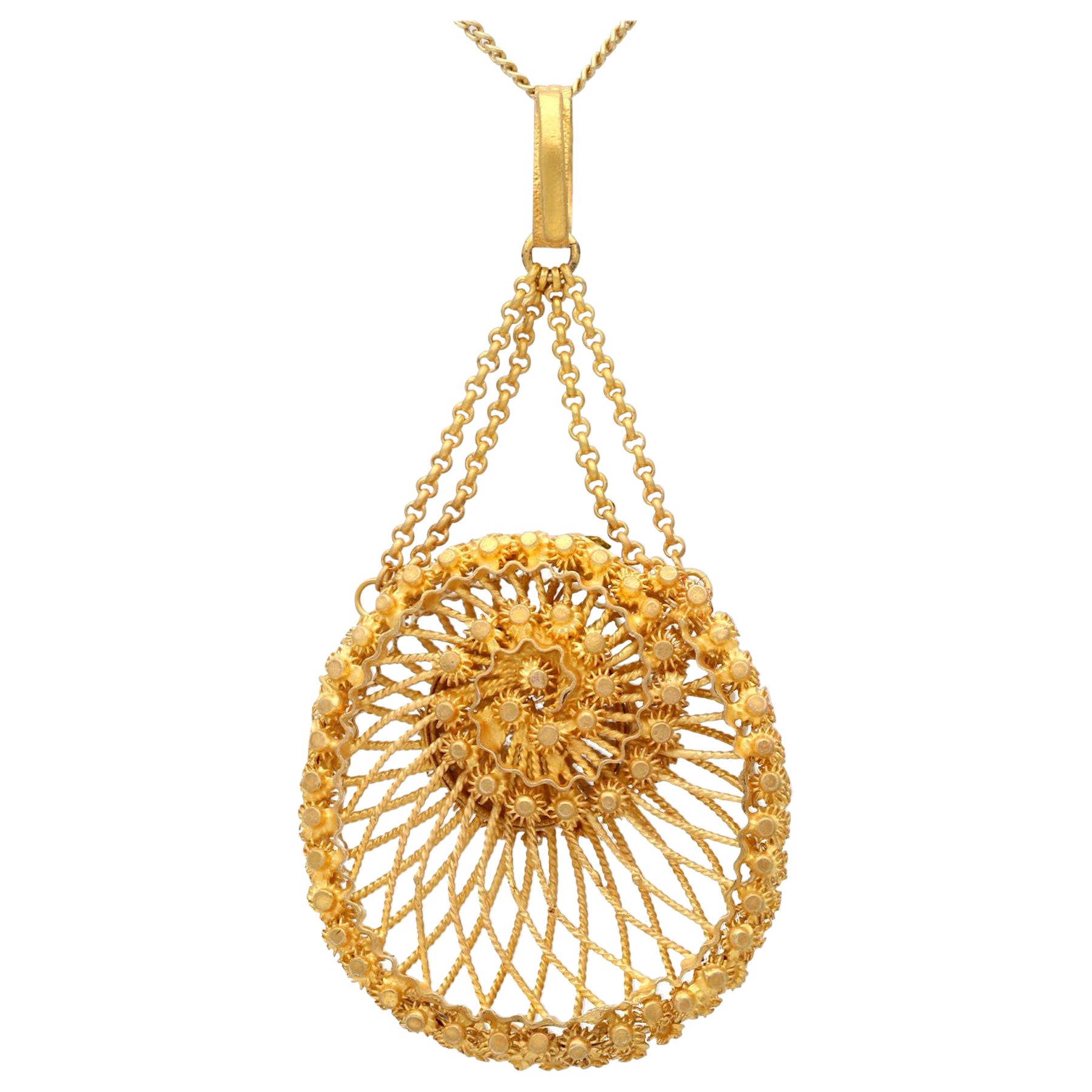 Art Deco Antique Engraved Round Locket, circa 1920, Gold Chain at 1stDibs