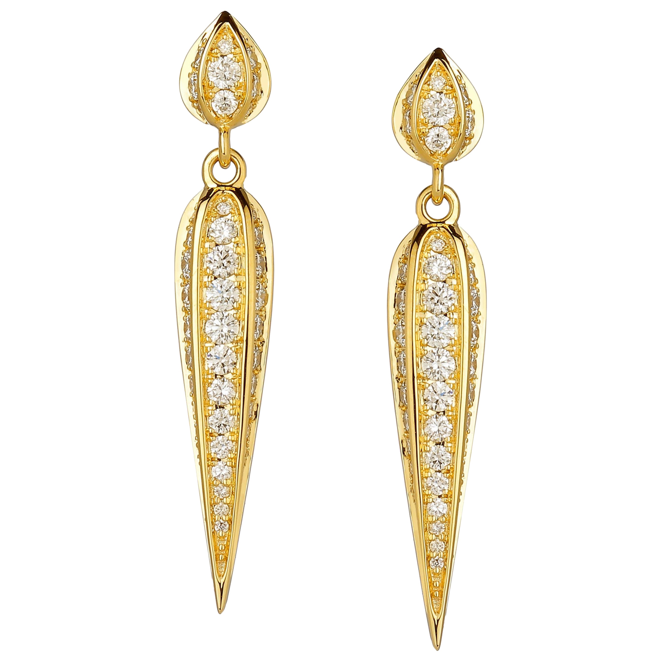 Boucles d'oreilles Syna en or jaune avec diamants