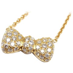 Van Cleef & Arpels Diamond Bow Yellow Gold Pendant Necklace