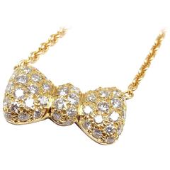 Van Cleef & Arpels Diamond Bow Yellow Gold Pendant Necklace 4
