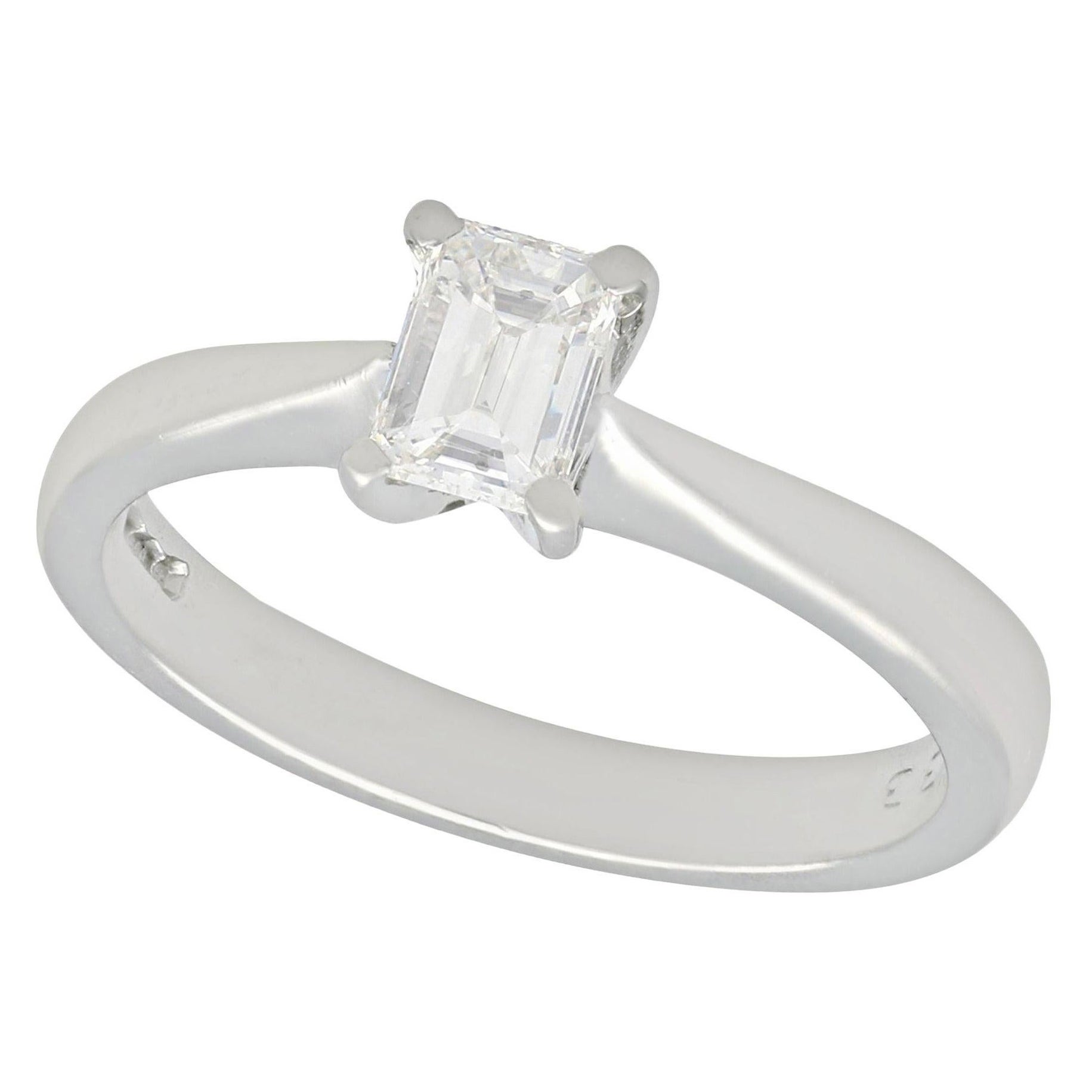 Emerald Cut Diamond and Platinum Solitaire Engagement Ring
