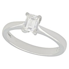 Emerald Cut Diamond and Platinum Solitaire Engagement Ring