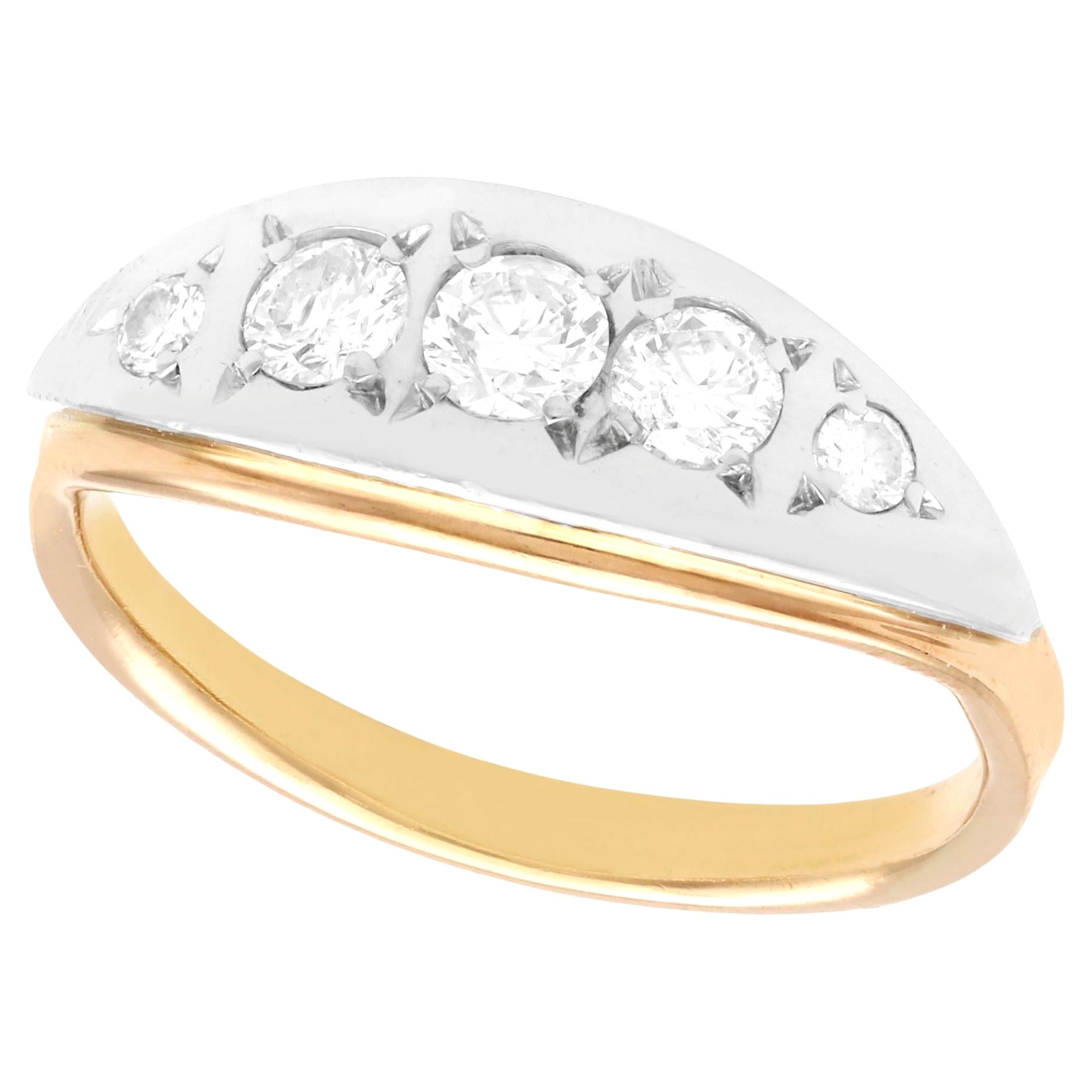 Retro 1950s Russian Diamond Rose Gold Cocktail Ring