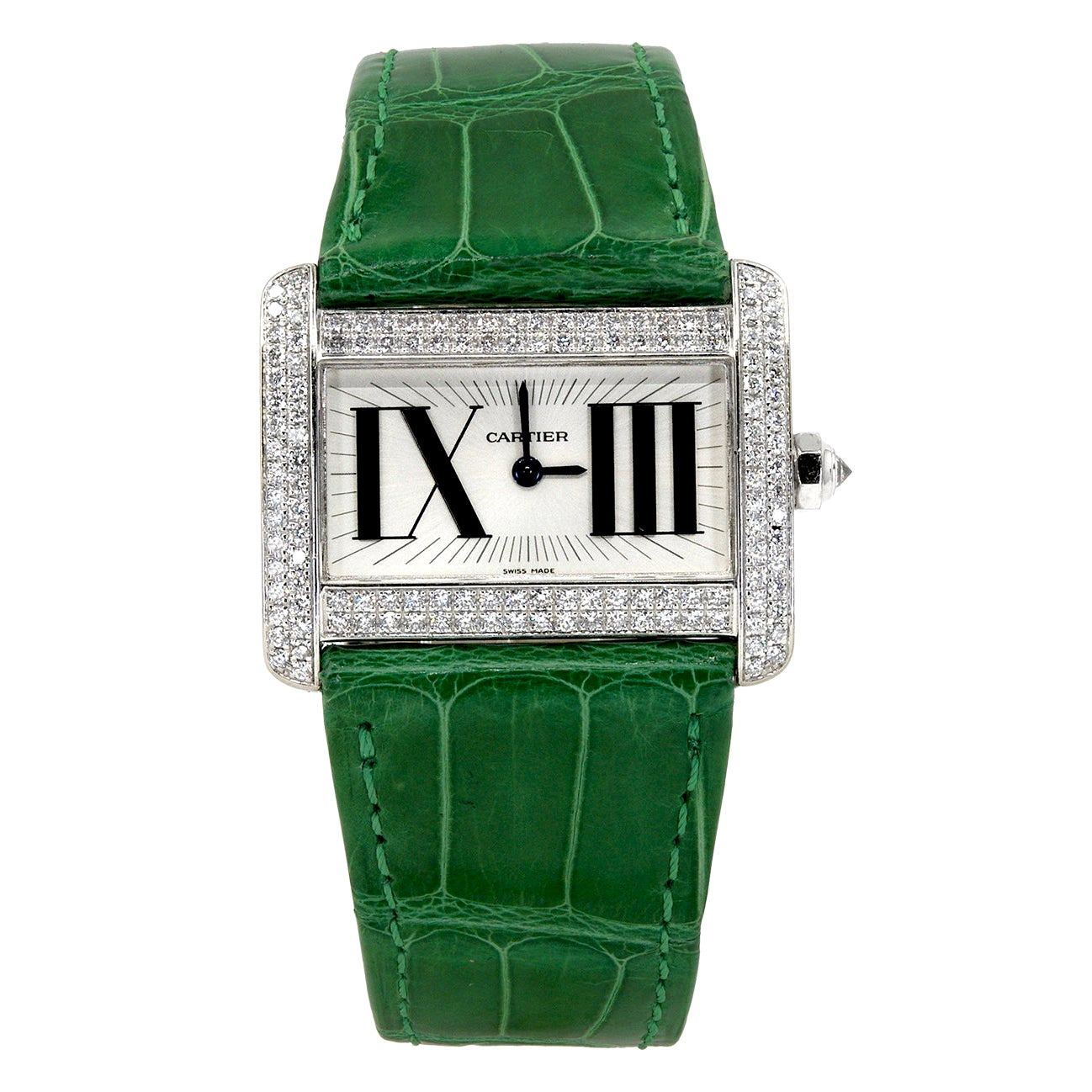 Cartier Diamond Tank Divan Diamond Watch For Sale at 1stDibs