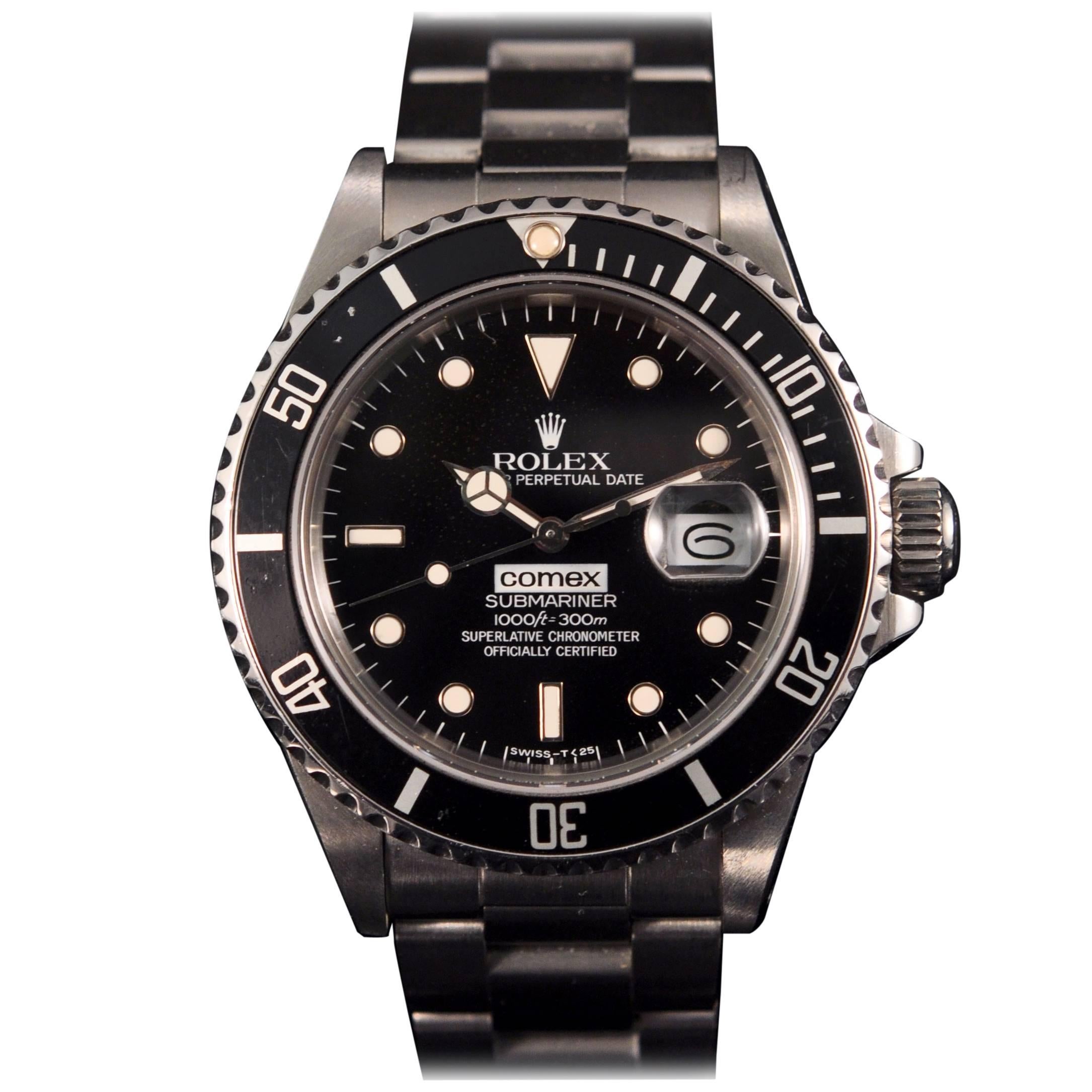 Rolex Stainless Steel Submariner Comex Wristwatch Ref 168000  For Sale