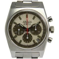Retro Zenith Stainless Steel El Primero Chronograph Automatic Wristwatch Ref A385
