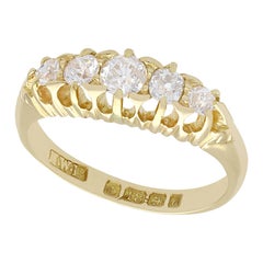 Antique Diamond and 18K Yellow Gold Five Stone Ring