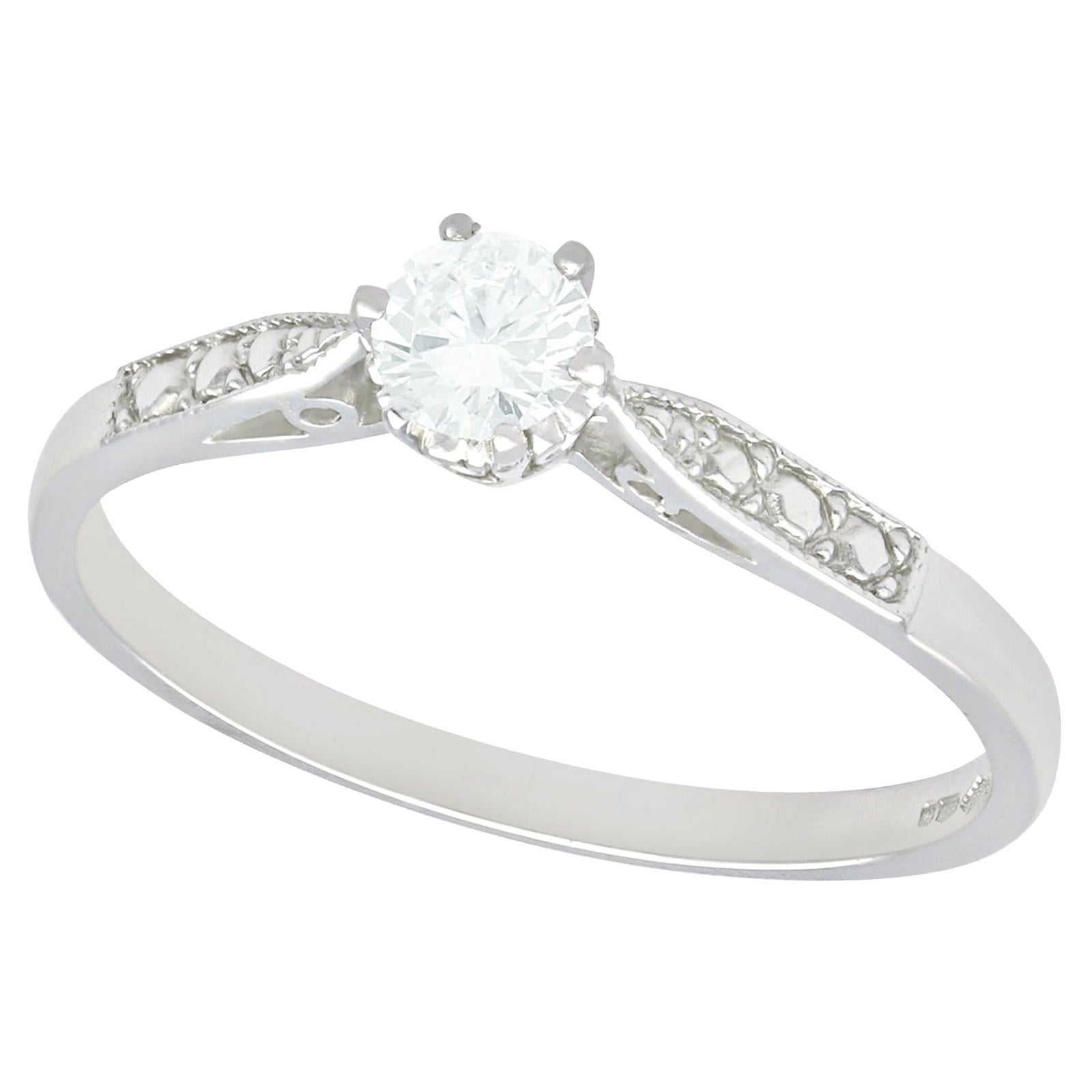 Diamond and Platinum Solitaire Engagement Ring For Sale