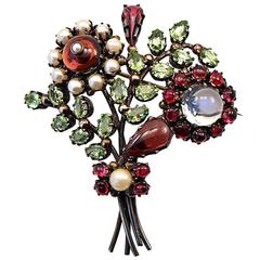1930s Multi Stone Bouquet Brooch